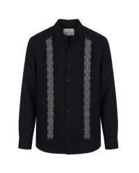 Guayabera oscura bordado Azteca