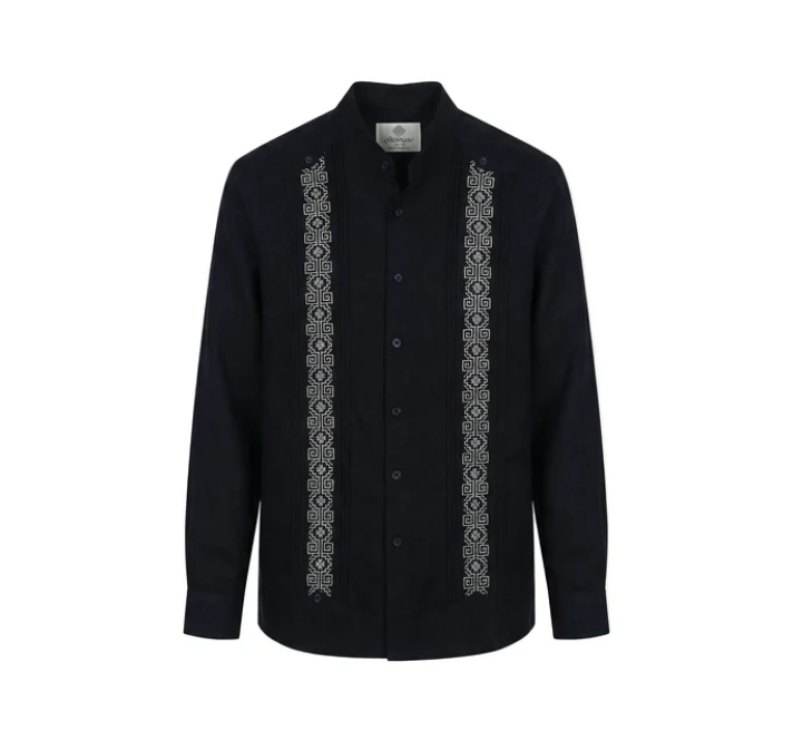 Guayabera Oscura bordado Azteca