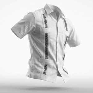 guayabera blanca bordo negro