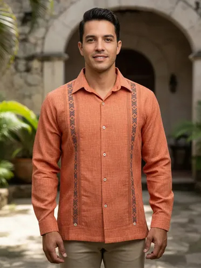 modelo guayabera naranja